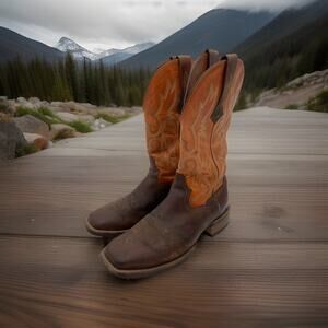 ARIAT TOMBSTONE Distressed Brown Leather Square Cowboy Boots #10014023 MENS 9D